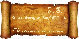 Kretschmayer Boglárka névjegykártya